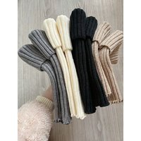 4 Pairs Ladies Solid Color Vertical Stripes Warm Over Knee Socks JK Fashion Autumn Winter Collection Simple Design