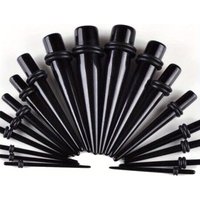 2pcs/set Black Pointed Cones Acrylic Ear Tapers Plugs Tunnels Expander Gauges Stretchers For Men Women Body Piercing Jewelry