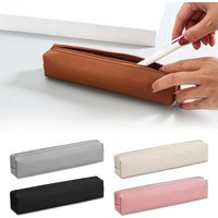 Fashion PU Leather Pen Bag Water Dirt-Proof Simple Pencil Case Large Capacity Storage Bag