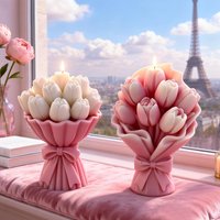 DIY Bow Tie Tulip Bouquet Silicone Mold Handmade Valentine's Day Gifts Aroma Candle Molds Flowers Form Candle Making Supplies