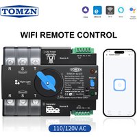 TOMZN 110V 120V Three Phase WIFI Smart ATS Dual Power Automatic Transfer Selector Switch Uninterrupted 3P 125A eWeLink Din Rail