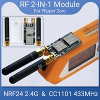 Flipper Zero RF Devboard, Ultra-Compact NRF24 + CC1101 2-in-1 Module, 2.4GHz & 433MHz Sniffer, PINGEQUA RF Lab App-Ready