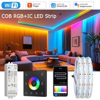 10m 20m Tuya Smart WiFi COB RGBIC Led Strip 24V Dream Color Room Party Lighting Decor RF Touch Remote Fr Alexa Google Assistant