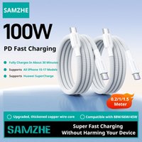 SAMZHE 100W Type C To USB C Cable For IPhone17 16 15 Fast Charging Charger Cord For Macbook iPad Samsung Xiaomi Fast USB C Wire