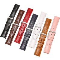 Leather Watch Strap with Bamboo Knot Pattern Universal Replacement Watchband Black Brown Blue Red White Pink 12-24mm