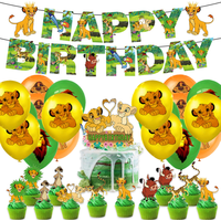 Lion King Birthday Party Decorations Kit Simba Happy Birthday Banner Balloons Cake Cupcake Toppers Hanging Swirls Party Supplies