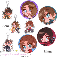 “RESIDENT EVIL” 58mm Badge/6cm Acrylic keychain Leon/Claire/Jill/Ada Cute Chibi Style Bag Charm Birthday Gift