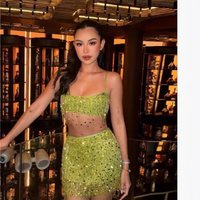 Y2k Sexy Tassel Sequin Beaded Crop Halter Tops Sparkling Waist Cinching Mini Skirt 2-piece Set Women Luxury Beach Glitter Suits