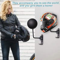 AliExpress NONE Wall Mount Motorcycle Helmet Rack, 180° Rotation Hanger Helmet Holder With Hooks For Bike Baseball Helmet Display Hanger Stand