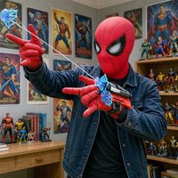 W magazynie: Maska Spider-Mana z anime w skali 1:1 i rękawica z nadajnikiem z kontrolą podbródka, zabawka cosplay na Halloween.