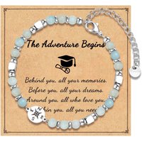 2026 Graduation Gifts Stainless Steel Compass Amazonite Amethyst Beads Bracelets for Women Girls High School College Graduates