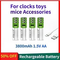 High-quality 3800mAh 1.5V AA Li-ion Rechargeable Battery with USB-C Fast Charging Suitable for Clocks Toys Mice Accessories