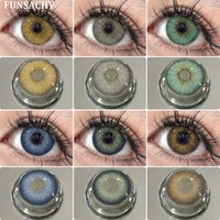 FUNSACHY 2 Stück farbige Kontaktlinsen für Augen, graue Schüler, koreanische grüne Farblinsen, Augen-Make-up-Kontakte, Schönheitskosmetik, jährlich