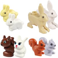 Farm Animals Blocks Moc Mini Building Bricks arctic rabbit squirrel Cat pine Toys for Children gift natural Animals 5pcs
