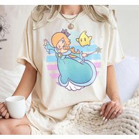 Cute Rosalina Luma Shirt Super Mario Striped Portrait T-Shirt 2026 Summer New Men Women Retro Cotton Oversized T-shirt Y2K