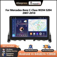 Podofo 9-Zoll-Auto-Multimedia-Player für Mercedes-Benz C-Klasse W204 S204 2007-2010 Android CarPlay GPS Autoradio WIFI FM/RDS EQ