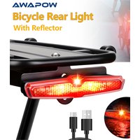 AliExpress NONE Awapow Bicycle Tail Light With Reflector Night Cycling USB Rechargeable MTB Road Bike Rear Lamp Safety Warning Lights
