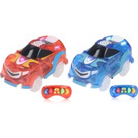 RC Light Up Track Cars Tracks Cars 6 LED Lights Remote Control Light Up Track Cars with Music for Children