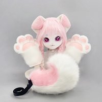 Plush Head Role Playing Costume Dog Ear Braid Kig Mask Lolita Style Animal Plush Head Wearing Anime Carnival Party New