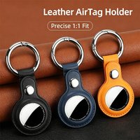Keychain Case Cover for Apple AirTags, Waterproof PU Key Chain Ring, Anti-Lost Luggage Tag Holder, Protective Bumper Shell