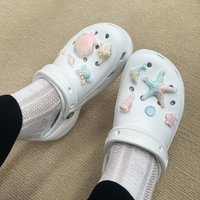 Sweet Iridescent Ocean Series Luminous Starfish Shell Conch DIY Detachable Shoe Charms ABS Beach Clogs Sandals Decoration Gifts