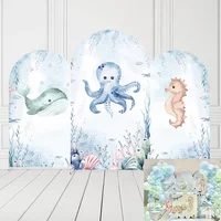 Mehofond Custom 2-Sided Underwater Sea Mermaid Kids Birthday Party Baby Shower Cover Chiara Arch Background Decor Backdrop Photo