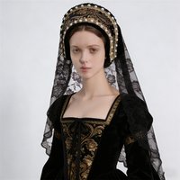Tudor Headdress Queen Anne Boleyn Cosplay Headband Renaissance Tudor Elizabethan Crown Hat Gothic Headdress