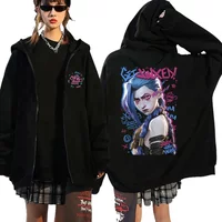 Arcane-Jinx Graphic Zipper Hoody Men Women Hip Hop Fashion Zip Up Sweatshirt Men Oversized Pullover Hoodie Streetwear Tops