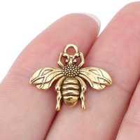 50pcs Antique Silver/Gold Bee Honeybee Charms Pendants Beads for Handmade Bracelet Jewelry Making Findings Accessories