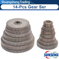 14Pcs Metal Gear Set For WM210V BHC210 HS210 JY210V CTC210 Series Lathes Powder Metallurgy Gear