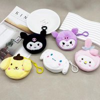 Cartoon Kulomi Pompompurin Plush Keychain Creativity Cinnamoroll My Melody Coin Purse Student Portable Earphone Storage Bag Gift