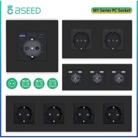 BSEED EU-Standard-Wandsteckdose, einzelne Steckdosen, USB-Typ-C-Anschluss, 20 W, Schnellladung, Kunststoffplatte, dreifache elektrische Stecker, 16 A