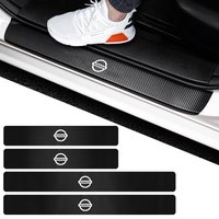 4PC Car Door Sill Pedal Carbon Fiber Protective Film Anti-scratch And Waterproof Sticker For Nissan Nismo Qashqai Sylphy X-Trail