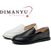DIMANYU Women's Loafers Spring 2026 New Genuine Leather Women's Flat Shoes Soft Soles Slip-on Large Size Loafers Ladies