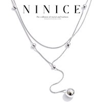 NiNice Stainless Steel Double-Layer Chain Round Beads Drop Necklace Tarnish Resistant Distinctive Charm Jewelry 2025