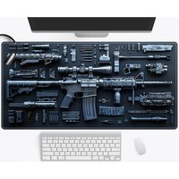 Large Gun Parts Design Mouse Pad 900x400MM Non-Slip Rubber Base with Stitched Edges for Fps Gamer Gaming and Office Desk Mat
