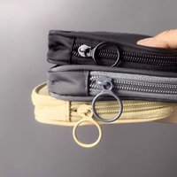 Solid Color Zipper Coin Purse Nylon Mesh Coin Wallet Cute Purse Cosmetic Bag Portable Makeup Bag Data Cable Lipstick Storage Bag