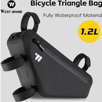 WEST BIKING Bicycle Triangle Bag 1.2L Full Waterproof Bike Front Frame Bag Narrow Edge Bike Bag MTB Road Bike Accessories