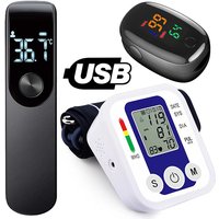 Forehead Thermometer Temperature Meter Blood Pressure Monitor Upper Arm Automatic Tonometer BP Medical Sphygmomanometer Pulse