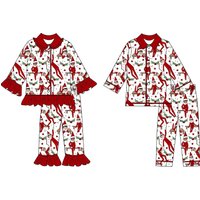 Custom Boutique Children Christmas Pyjamas Set Kids High Quality Frills Girls Boys Pajamas Clothing