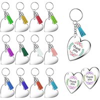 40Pcs Acrylic Discs Clear Heart Keychain Blanks Charms&Colourful Tassel Key Rings For DIY Crafts Jewelry Making