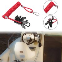 Universal Red Safety Lanyard 1.6m Stretchable Kill Stop Switch with 7 Keys for Marine Outboard Motor Engine