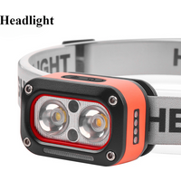 ABS Plastic Black 700mAh 2*XTE Three Light Source Headlight USB Charging Outdoor Night Run LED Lighting Head Lamps Headlights