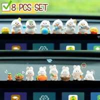 Car Dashboard Accessories Fun Animal Cute Mini Rabbit Car Rear View Mirror Decor Interior Ornaments Fairy Garden Home Car Gifts