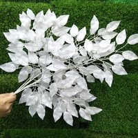 12pcs one dozen artificial white banyan leaves wedding festival celebration background road led home DIY decorative fake flower