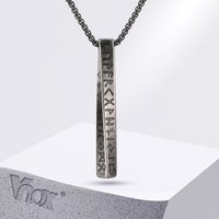 Vnox Viking Runes Valknut Necklaces for Men Boys, Antique Stainless Steel Mobius Bar Pendant Necklaces,Norse Viking Odin Jewelry