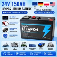Batterie au phosphate de fer et de lithium 24V 150Ah, BMS intégré, 8000+ cycles, très adaptée aux systèmes d'énergie solaire, aux camping-cars, aux navires, aux voyages tout-terrain