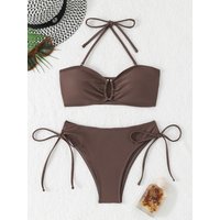 High Waist Bikini Women's Swimsuit 2026 Knotted Bathing Suits Woman Swimwear Bandeau Push Up Bikinis Sets Brazilian Beach Wear
