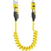 4-in-1 65W Data Cable Charging Cable Car USB Spring No Space Occupation Suitable Phones iPhones Laptops Tablets Fast Charging
