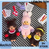 New Monchhichi Cheerleading Plush Doll Keychain Cartoon Bag Pendant Cute Fluffy Ornament Gift Desktop Decoration Replic